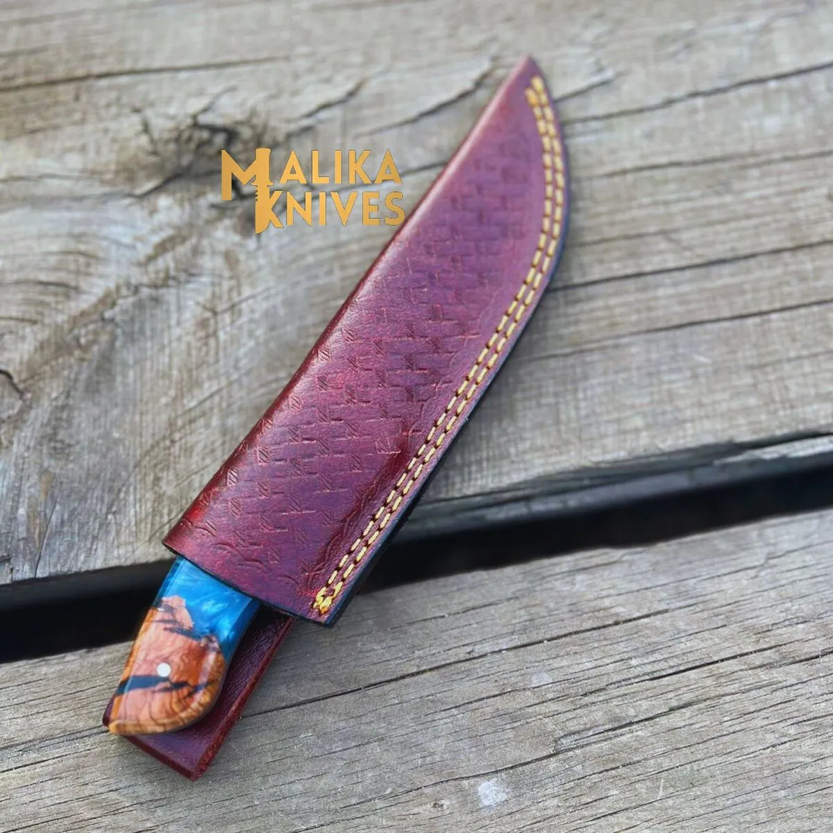 Handmade Damascus Steel Skinner Knife: Your Ultimate Outdoor Companion with Rosewood & Epoxy Resin Handle - RFE Marketing Ventures