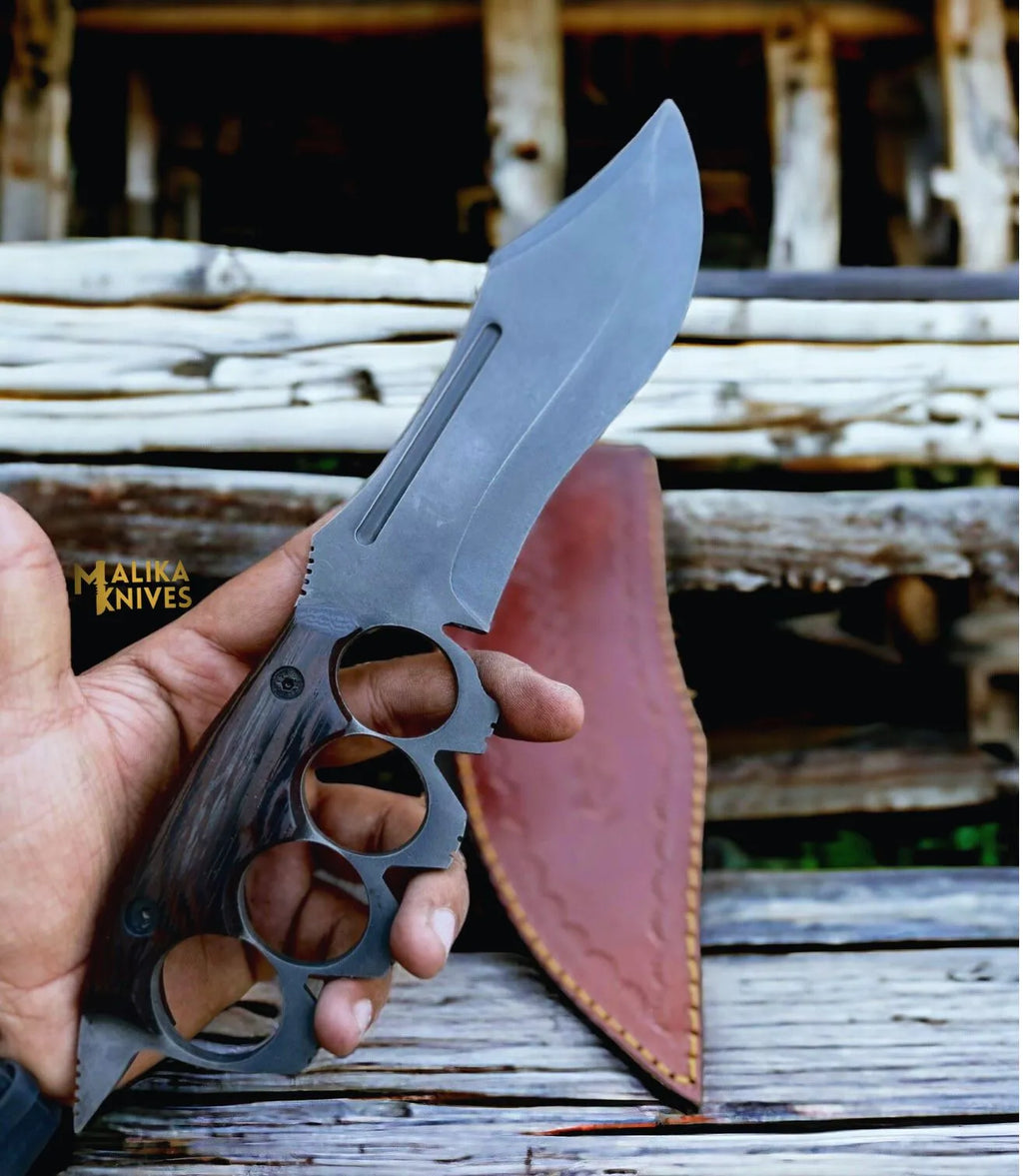D2 Knuckle Bowie Knife – Superior Craftsmanship with Wenge Wood Handle - RFE Marketing Ventures