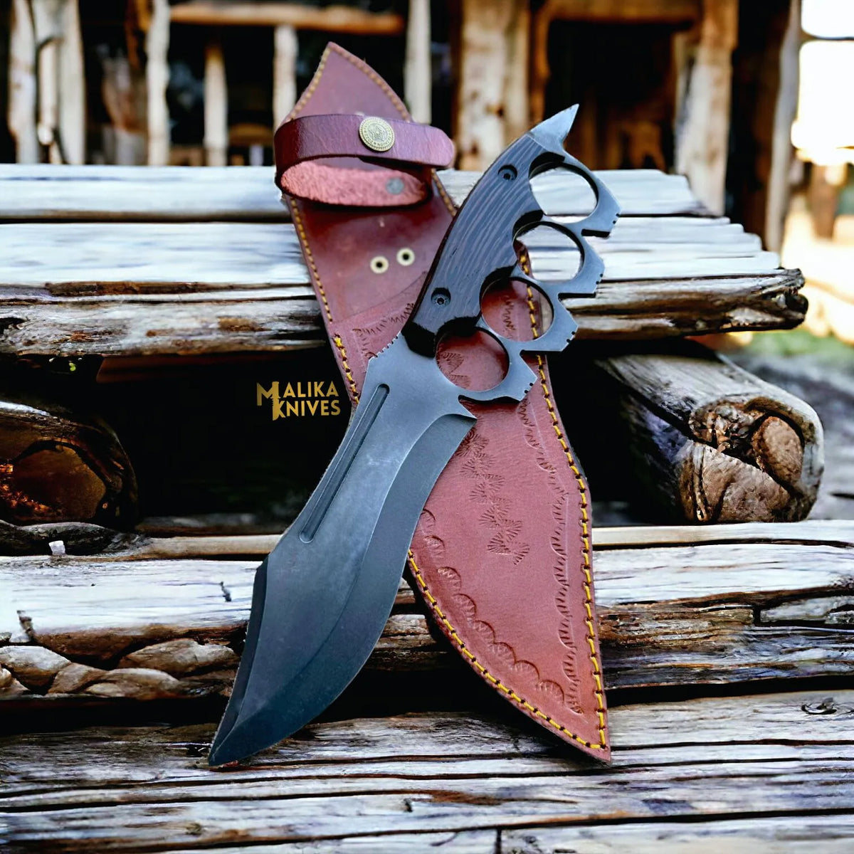 D2 Knuckle Bowie Knife – Superior Craftsmanship with Wenge Wood Handle - RFE Marketing Ventures