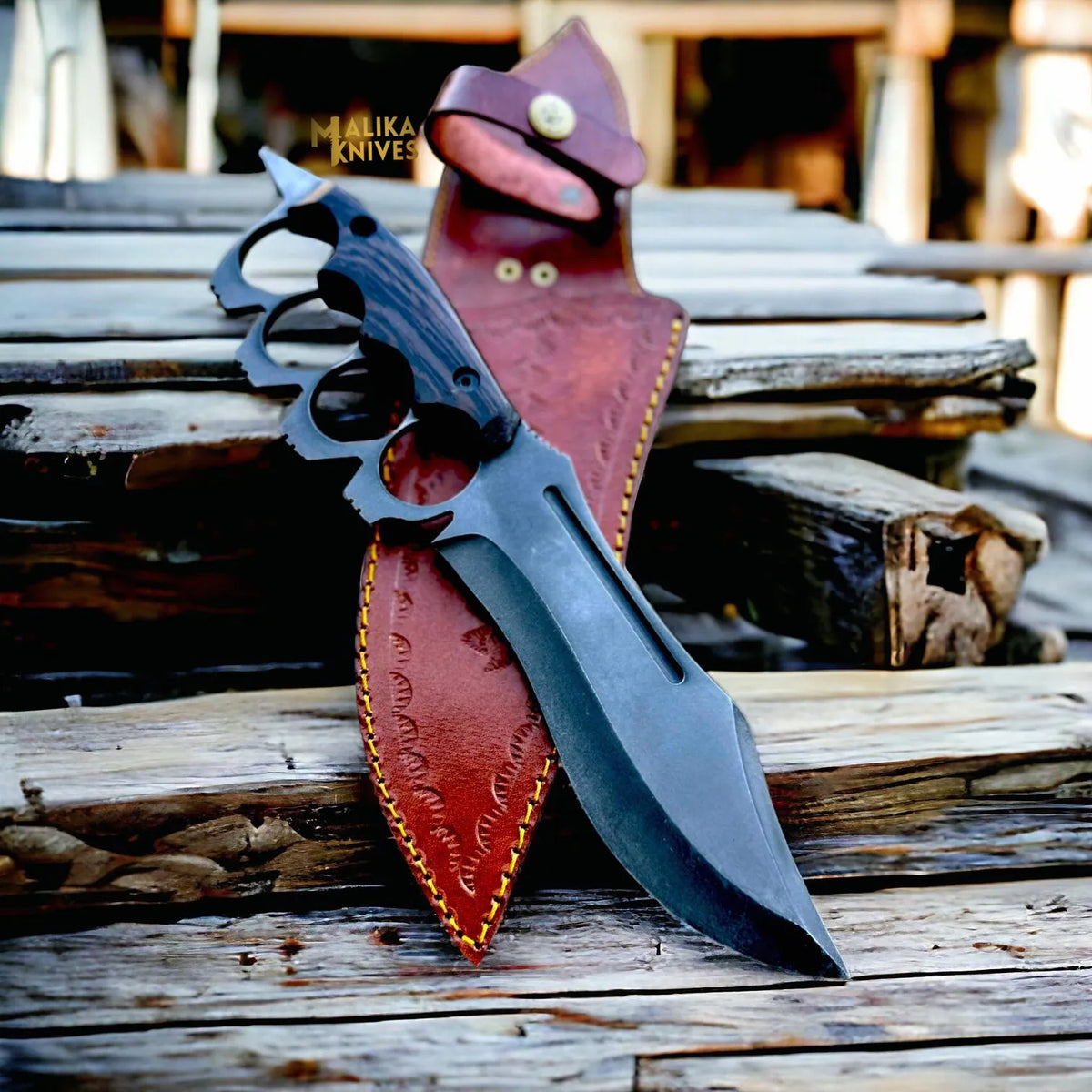 D2 Knuckle Bowie Knife – Superior Craftsmanship with Wenge Wood Handle - RFE Marketing Ventures