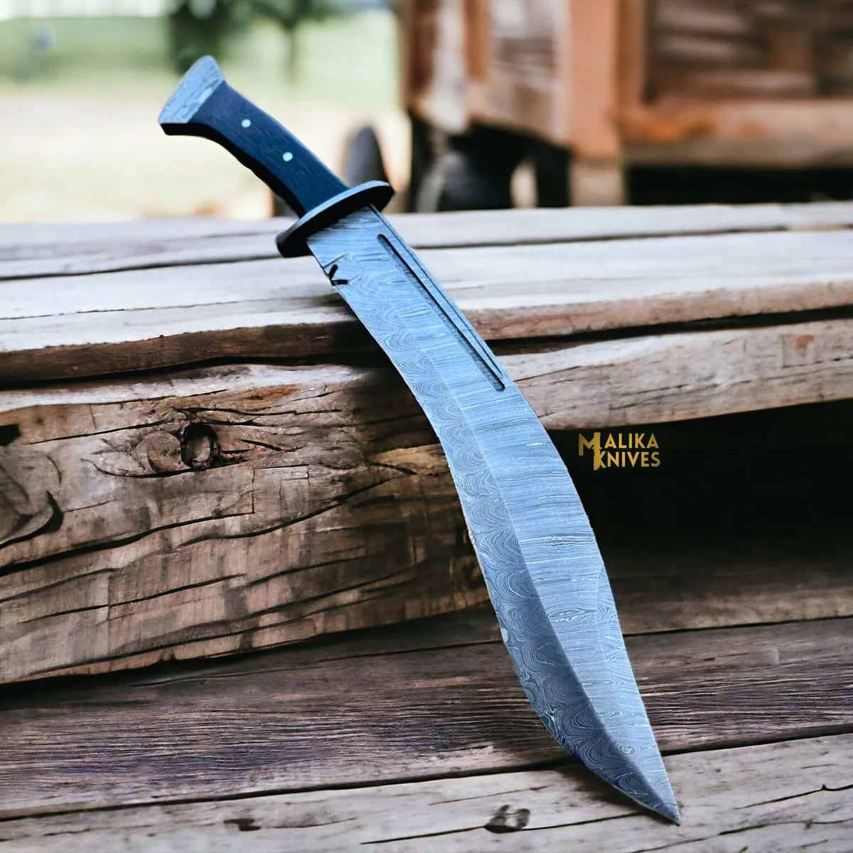 Premium Damascus Kukri Bowie Knife - Wenge Wood Full Tang for Ultimate Performance - RFE Marketing Ventures