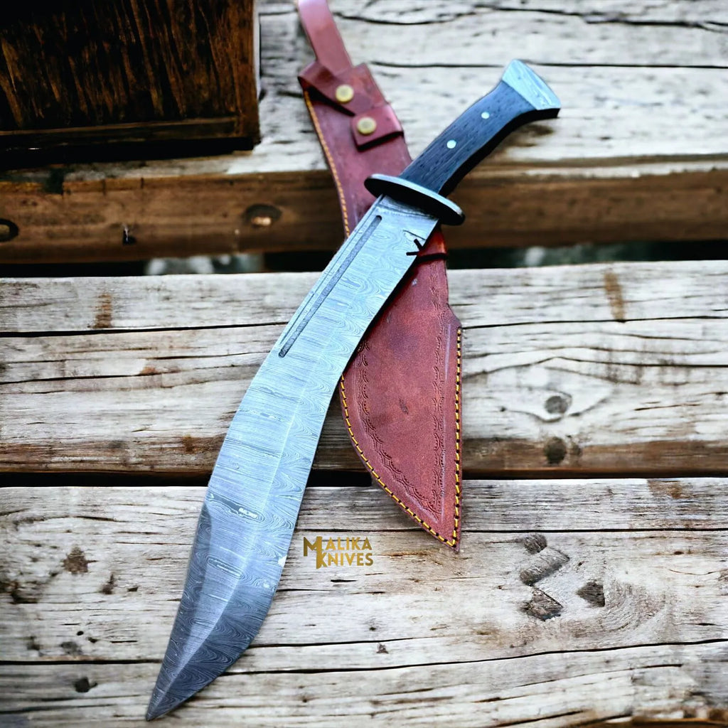 Premium Damascus Kukri Bowie Knife - Wenge Wood Full Tang for Ultimate Performance - RFE Marketing Ventures