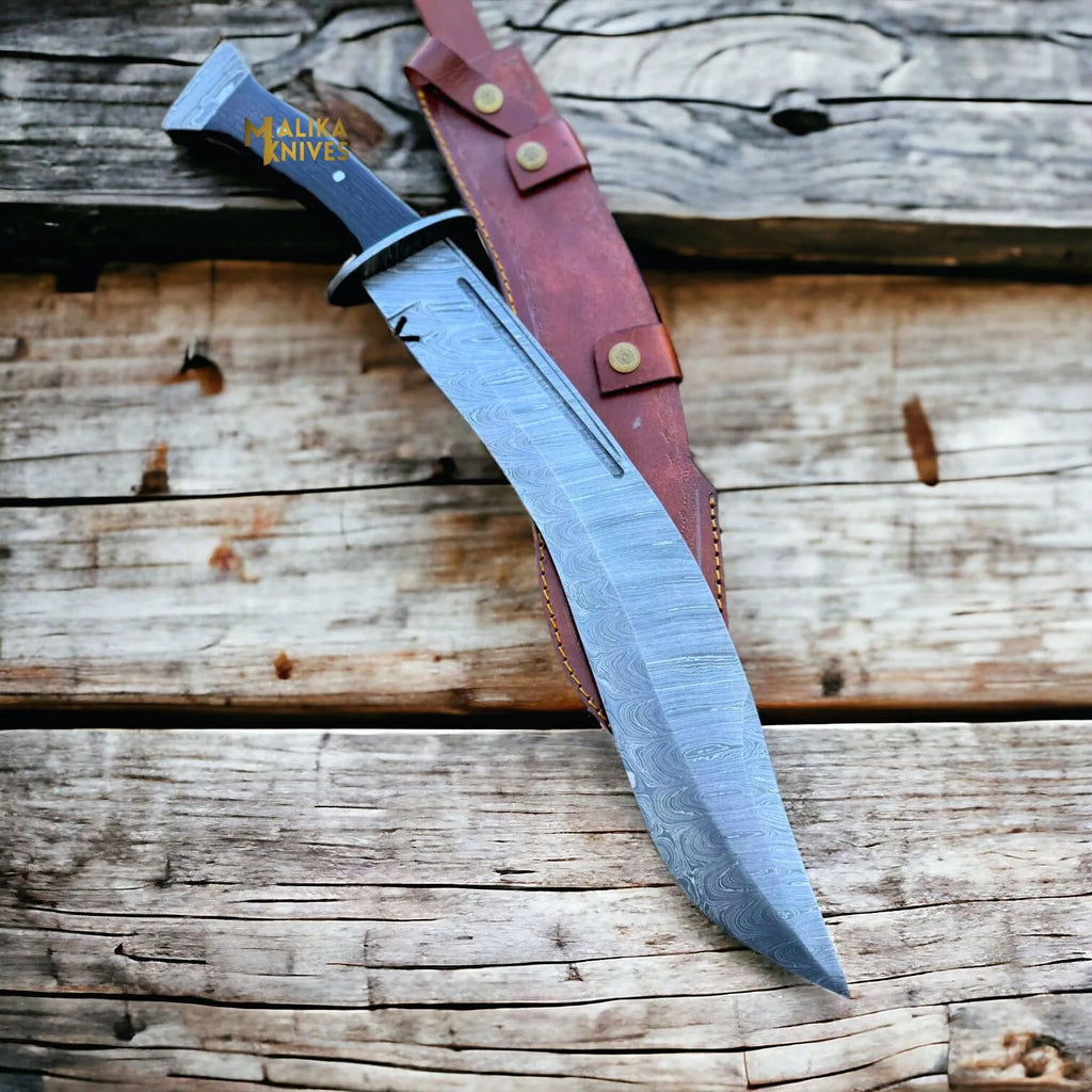 Premium Damascus Kukri Bowie Knife - Wenge Wood Full Tang for Ultimate Performance - RFE Marketing Ventures