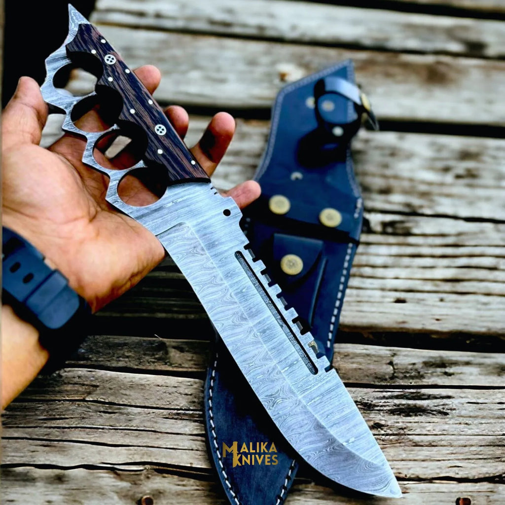 Elevate Your Craftsmanship with the Damascus Knuckle Bowie Knife - RFE Marketing Ventures