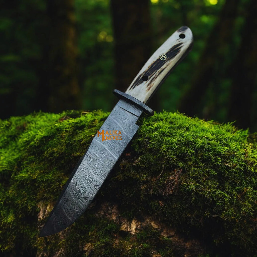 Exceptional Damascus Stag Handle Bowie Knife – Timeless Craftsmanship Meets Functionality - RFE Marketing Ventures