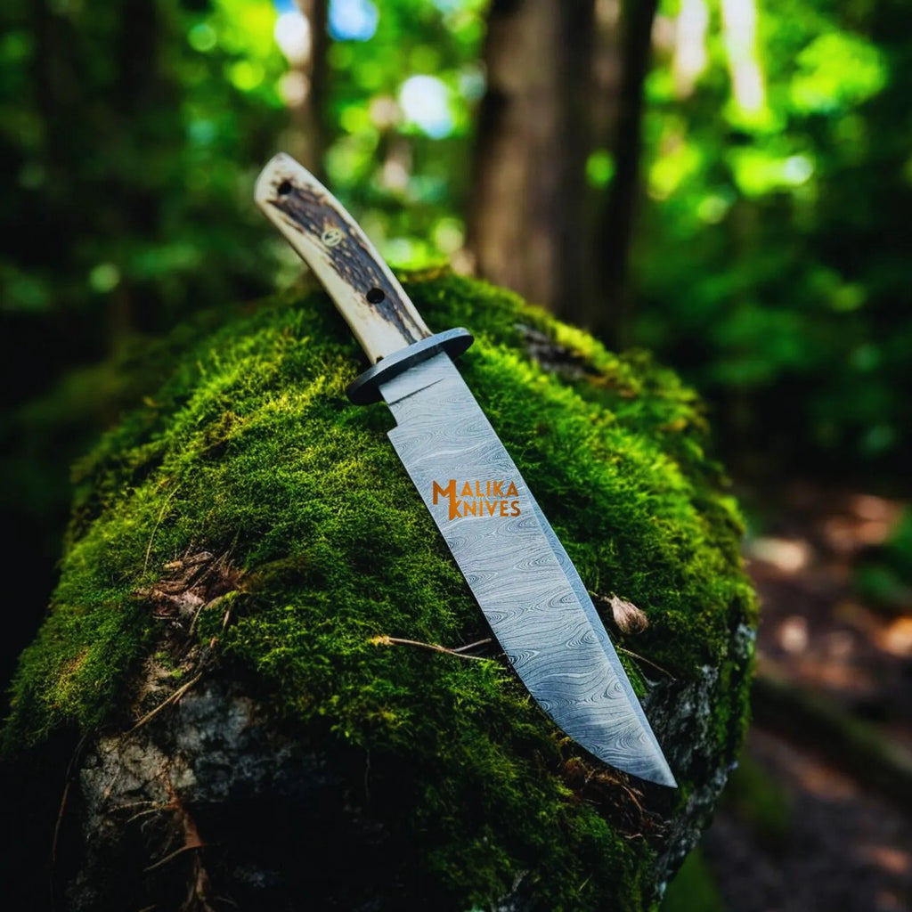 Exceptional Damascus Stag Handle Bowie Knife – Timeless Craftsmanship Meets Functionality - RFE Marketing Ventures