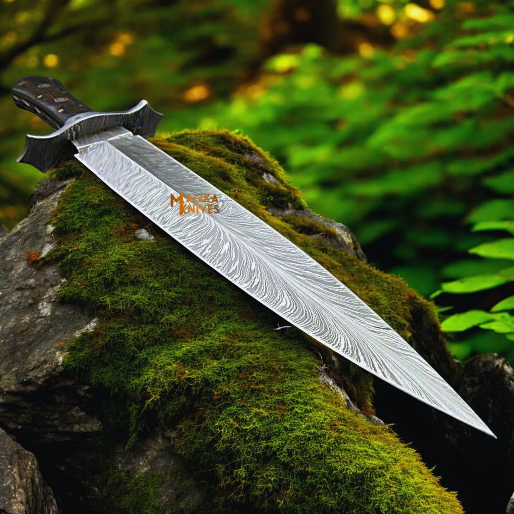 Feather Damascus Bowie Knife: Unleash Craftsmanship with a Unique Blade - RFE Marketing Ventures