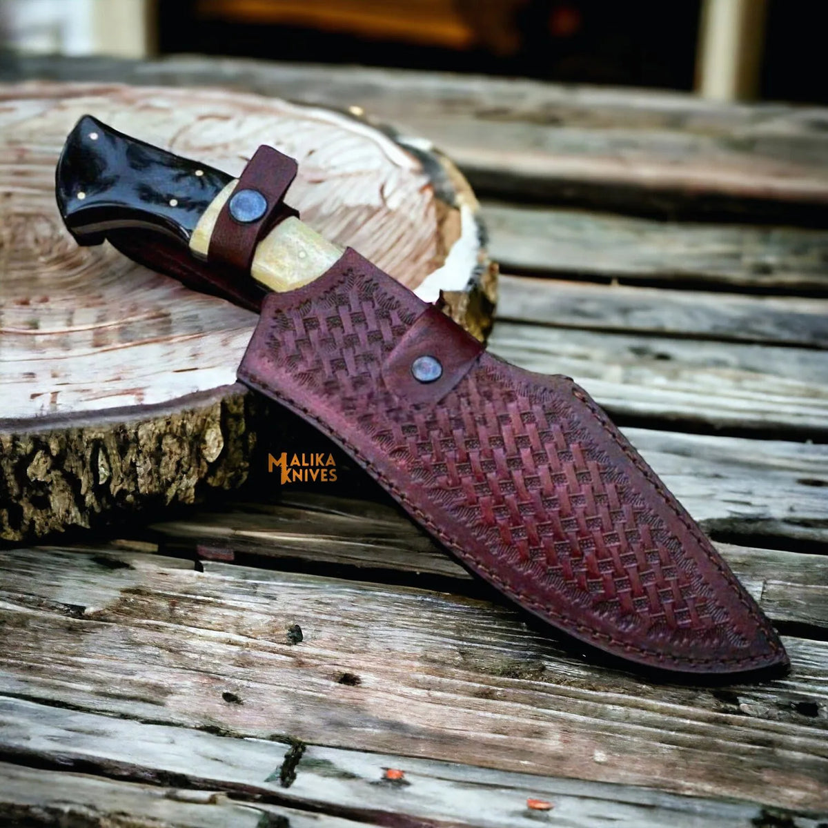 Premium D2 Steel Bowie Knife - Unleash Your Adventurous Spirit with a Camel Bone & Bull Horn Handle - RFE Marketing Ventures