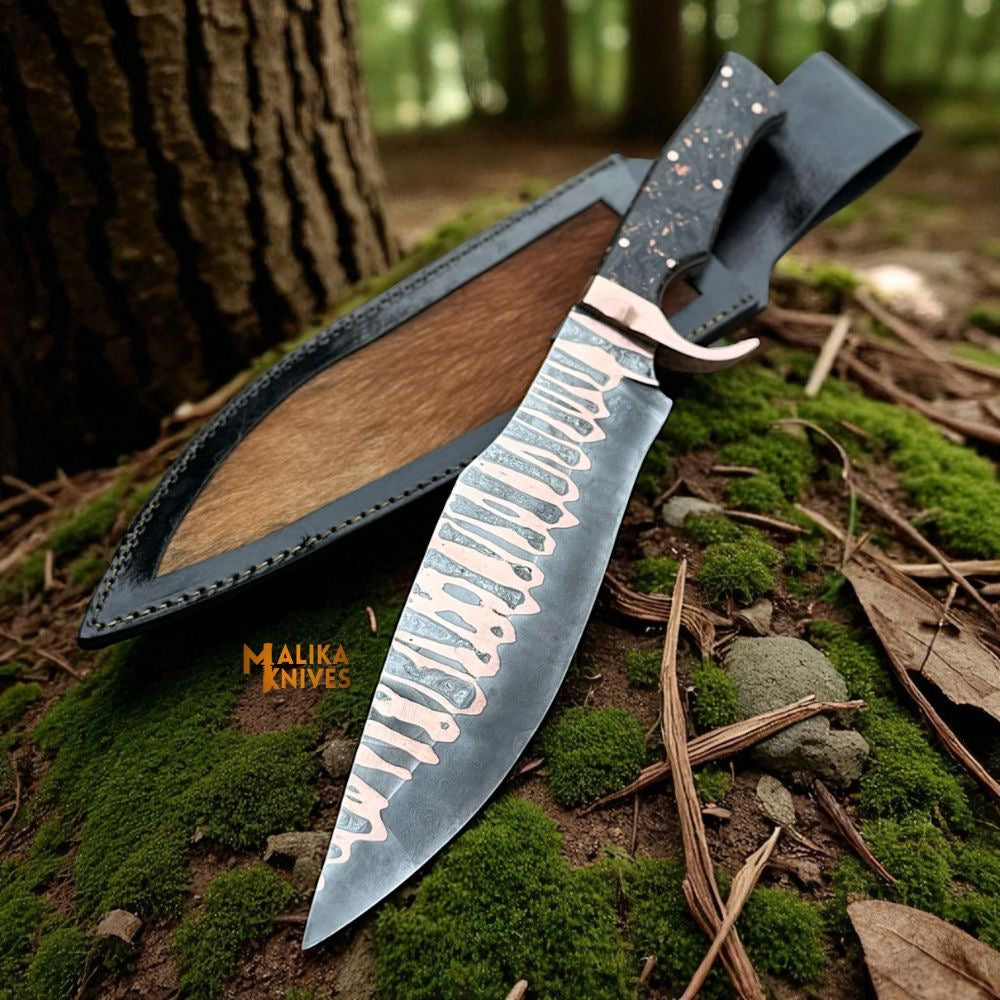 Exquisite Copper Damascus Bowie Knife – A Masterpiece for Collectors and Adventurers - RFE Marketing Ventures