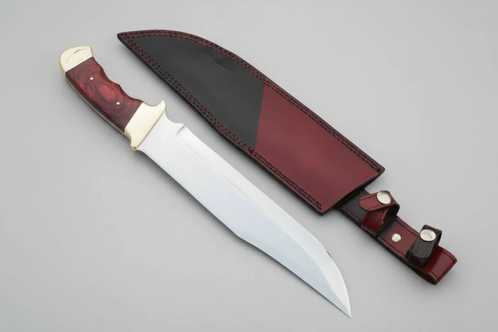 Texas Bowie Knife | Exquisite Full Tang Design with Red Pakka Wood Handle - RFE Marketing Ventures