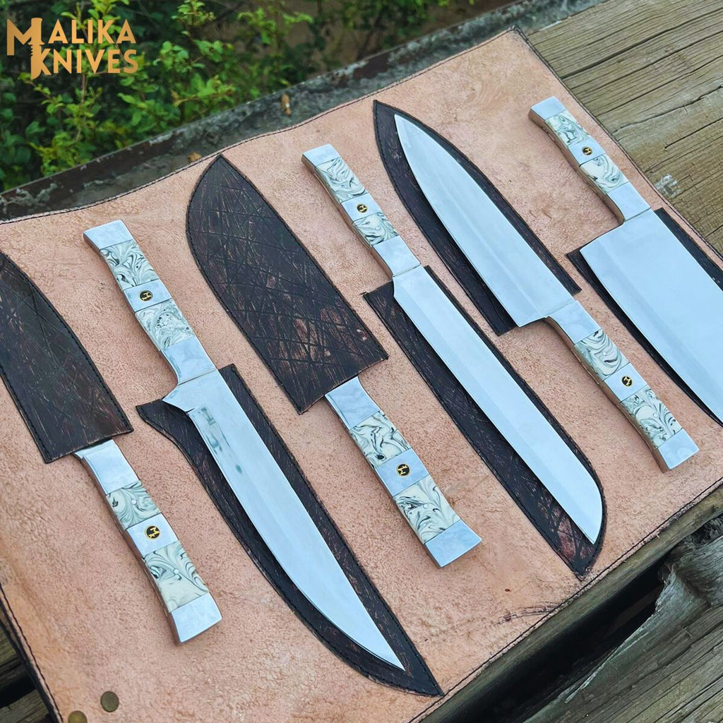 Experience Culinary Excellence with the Malika Kitchen Knife Set: Premium Black & White Collection - RFE Marketing Ventures