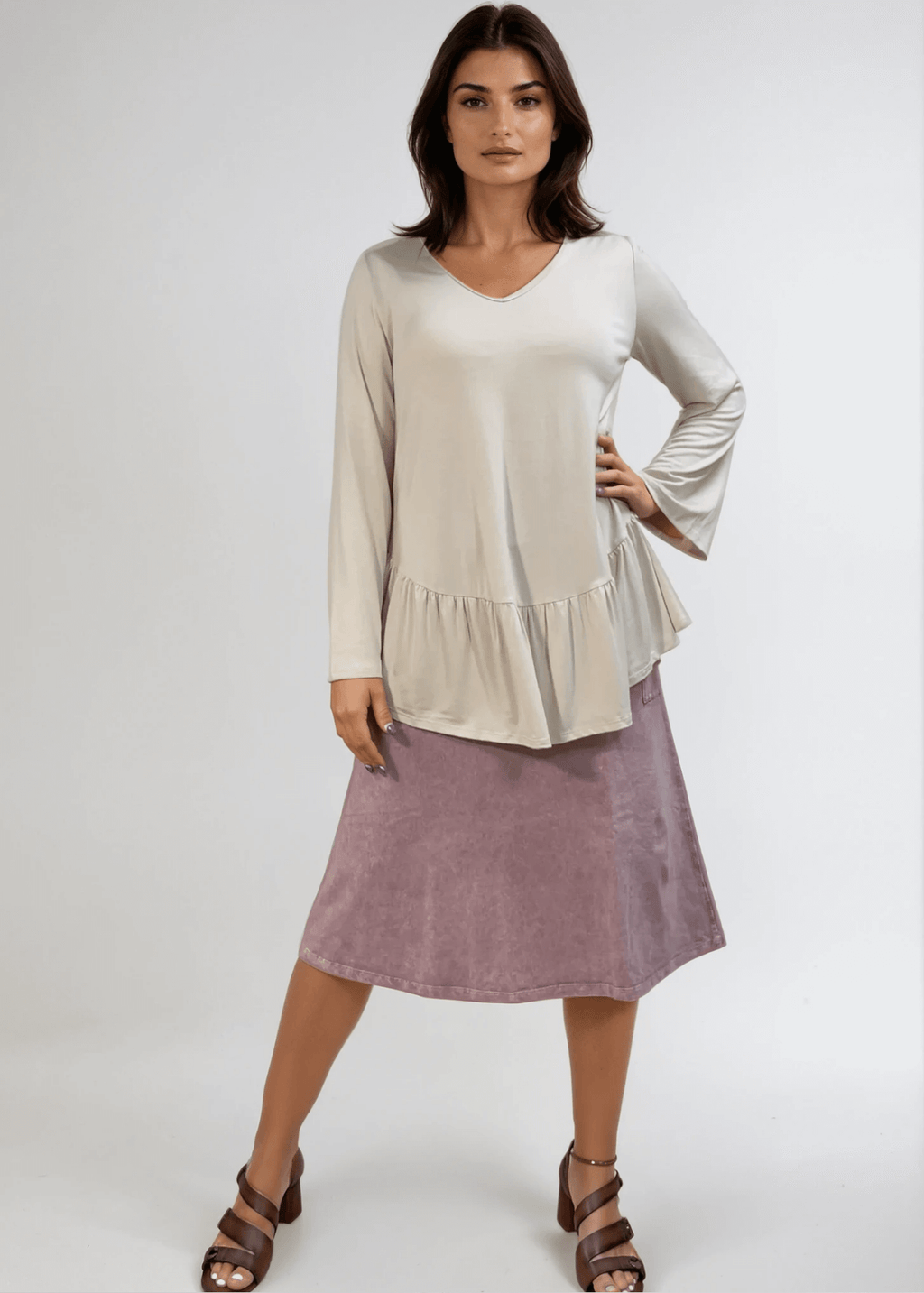 Ally Grab and Go Tunic with Flounce Ruffle Hem - Effortless Style and Comfort