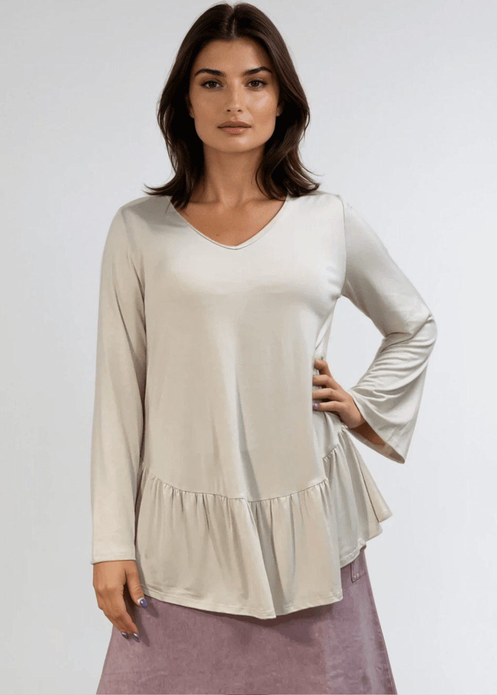Ally Grab and Go Tunic with Flounce Ruffle Hem - Effortless Style and Comfort