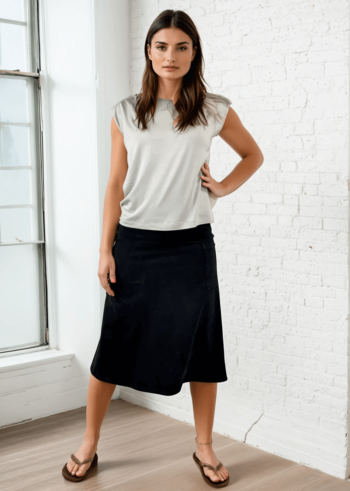 Alyssa Very Versatile Light Denim Cotton Skirt