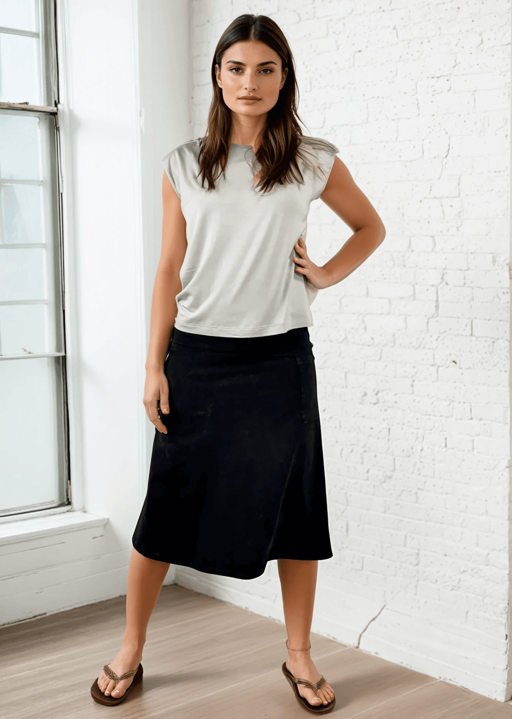 Alyssa Cotton Skirt Dark Grey-Blue Denim - Stylish and Versatile Fashion Essential