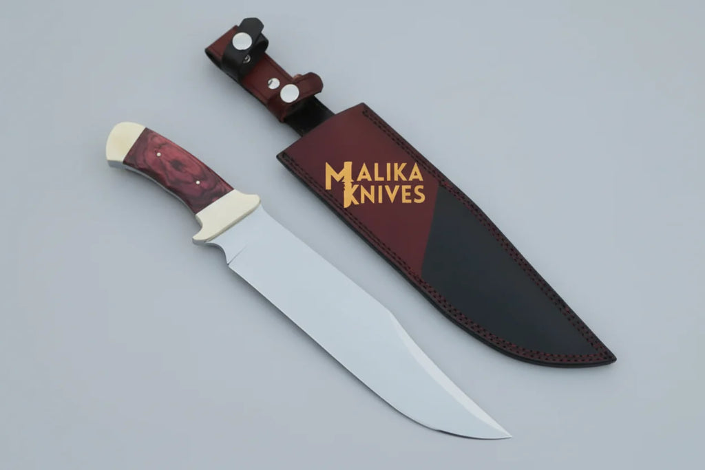 Texas Bowie Knife | Exquisite Full Tang Design with Red Pakka Wood Handle - RFE Marketing Ventures