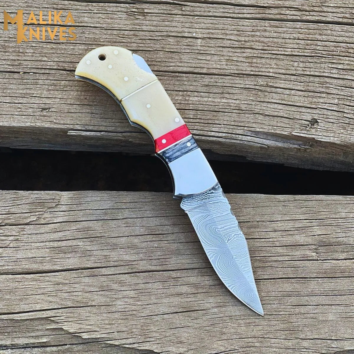 Custom Handmade Folding Knife - Premium Thumb Lock Design with Camel Bone Handle - RFE Marketing Ventures