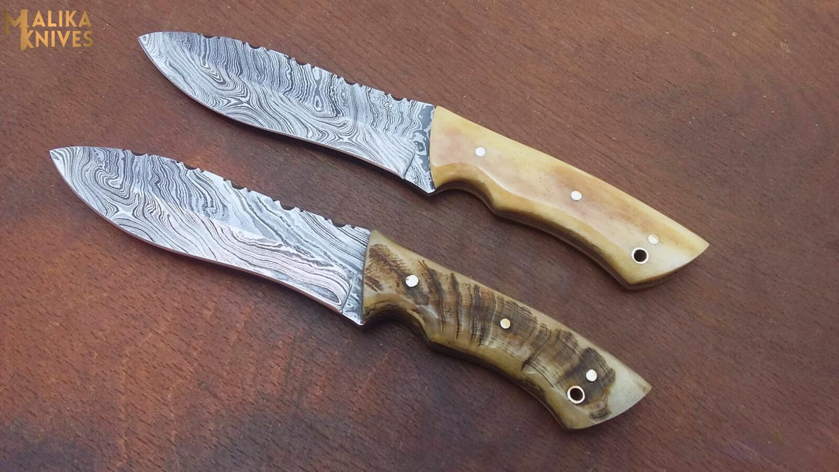 Handmade Damascus Hunting Knife Set with Camel Bone Handles - Precision Tools for Every Hunter - RFE Marketing Ventures