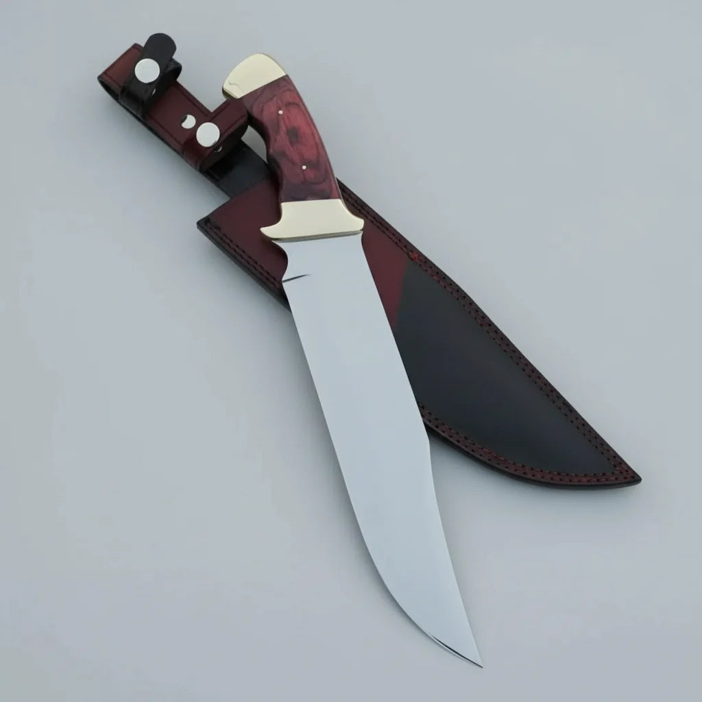 Texas Bowie Knife | Exquisite Full Tang Design with Red Pakka Wood Handle - RFE Marketing Ventures