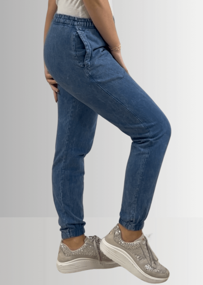 All Day French Terry Light Denim Joggers with Pockets