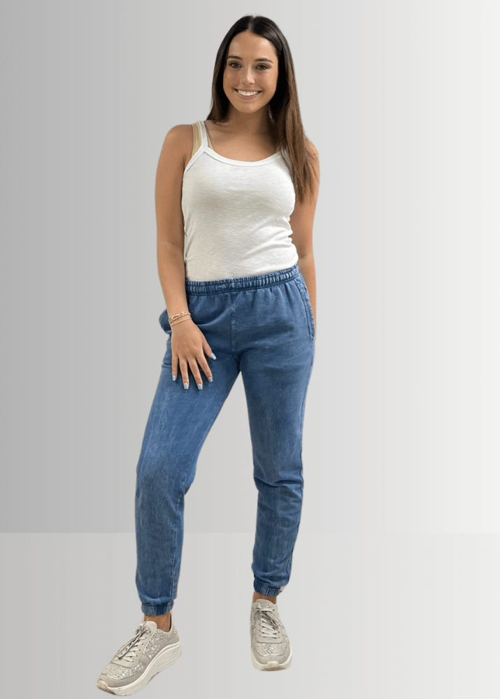 All Day French Terry Light Denim Joggers with Pockets