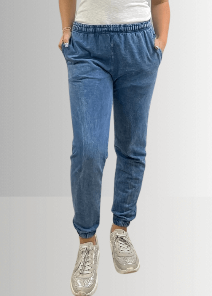 All Day French Terry Light Denim Joggers with Pockets
