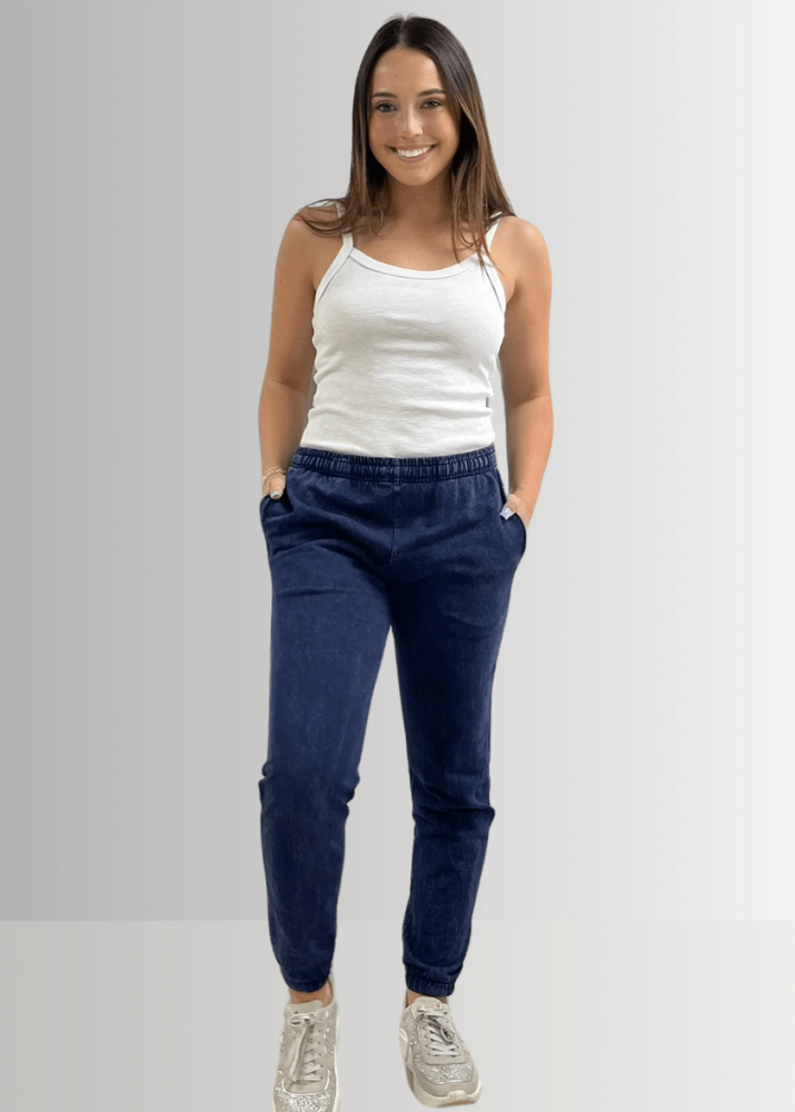 All Day French Terry Light Denim Joggers with Pockets