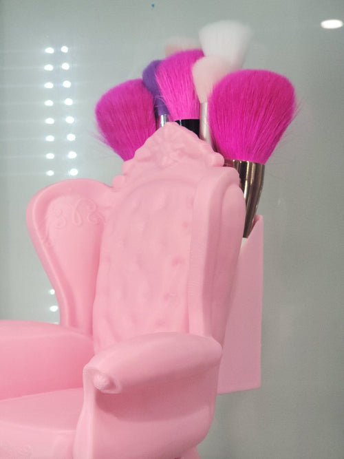 3D Printed Pink Throne Brush Holder - Glam Makeup Organizer - RFE Marketing Ventures