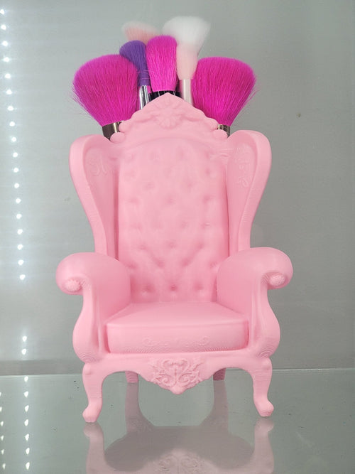 3D Printed Pink Throne Brush Holder - Glam Makeup Organizer - RFE Marketing Ventures