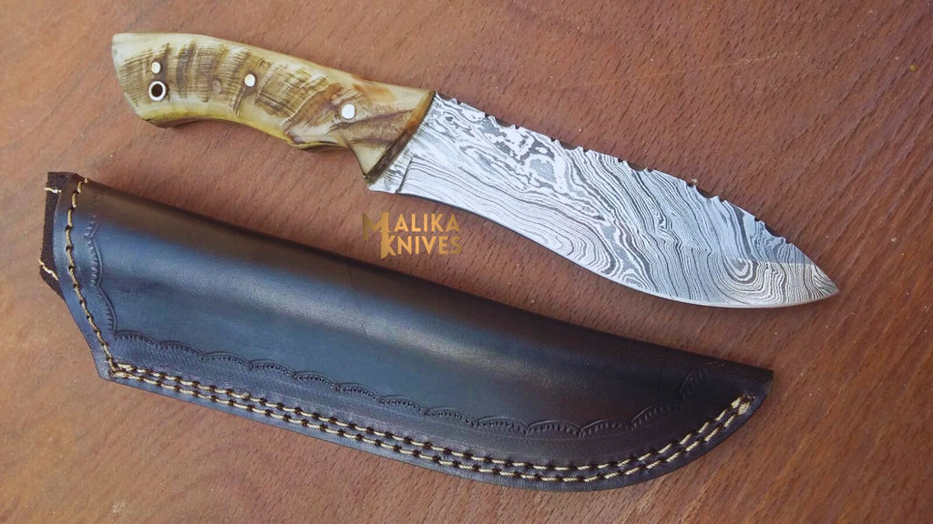 Handmade Damascus Hunting Knife Set with Camel Bone Handles - Precision Tools for Every Hunter - RFE Marketing Ventures