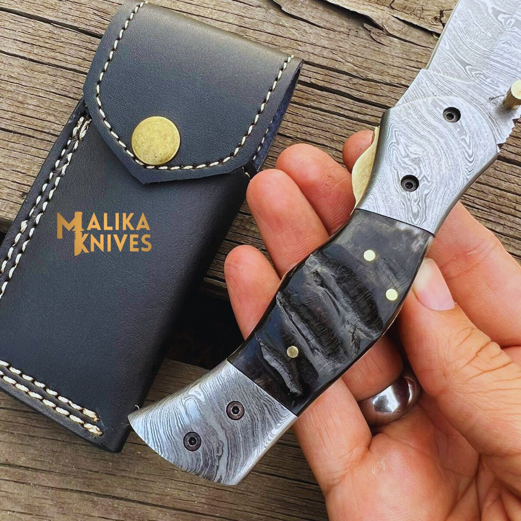 Custom Handmade Folding Knife - Exquisite Craftsmanship with Ram Horn Handle - RFE Marketing Ventures