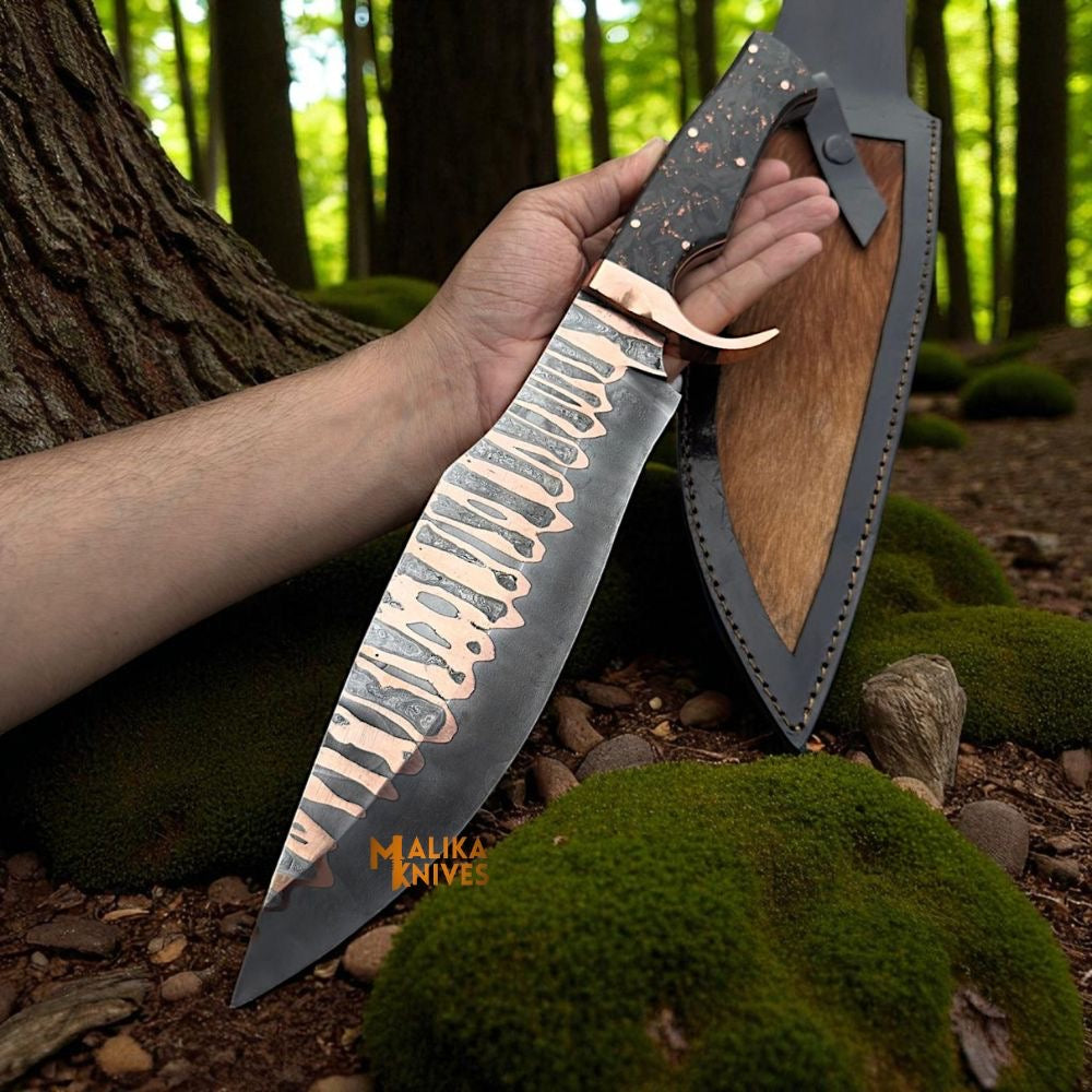 Exquisite Copper Damascus Bowie Knife – A Masterpiece for Collectors and Adventurers - RFE Marketing Ventures