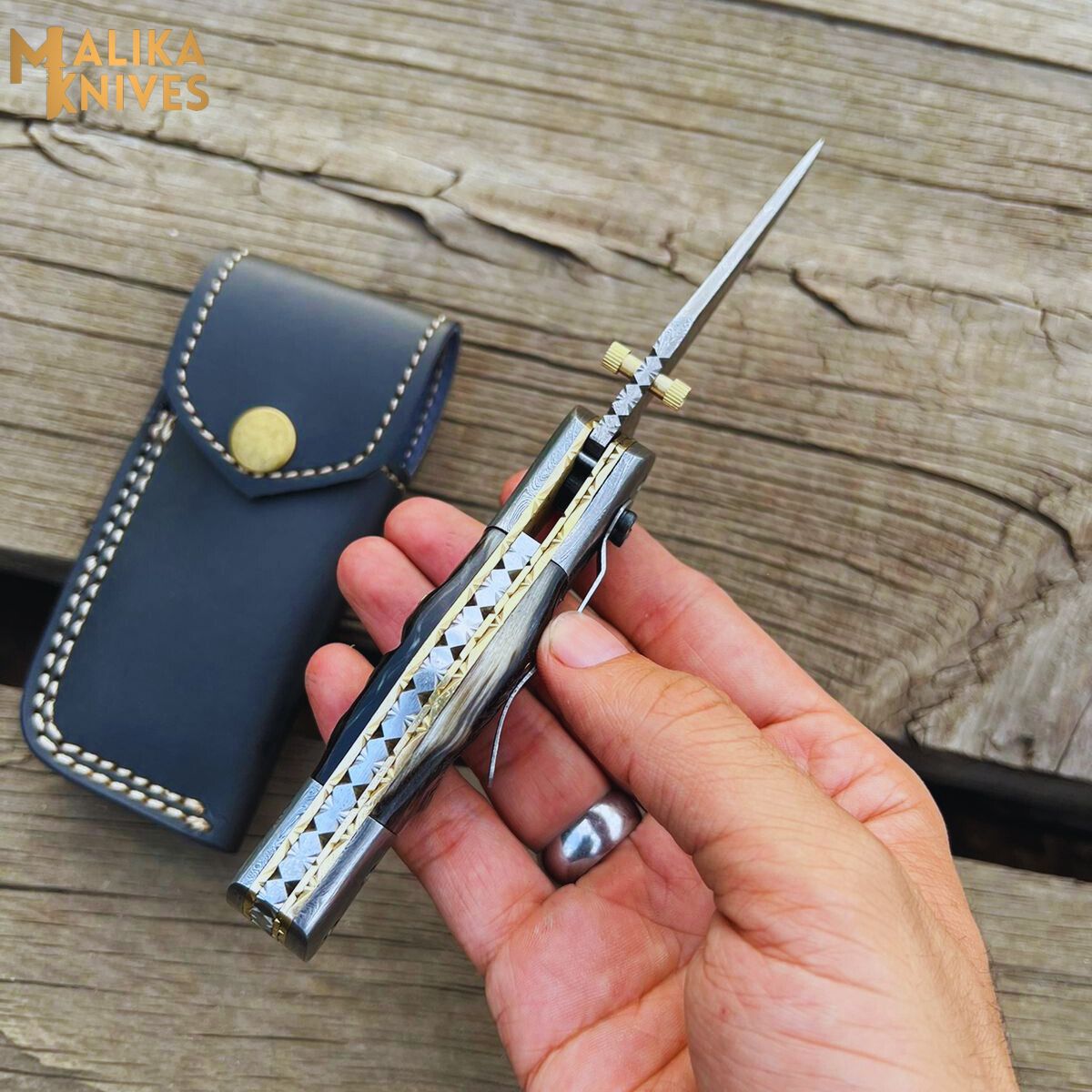 Custom Handmade Folding Knife - Exquisite Craftsmanship with Ram Horn Handle - RFE Marketing Ventures