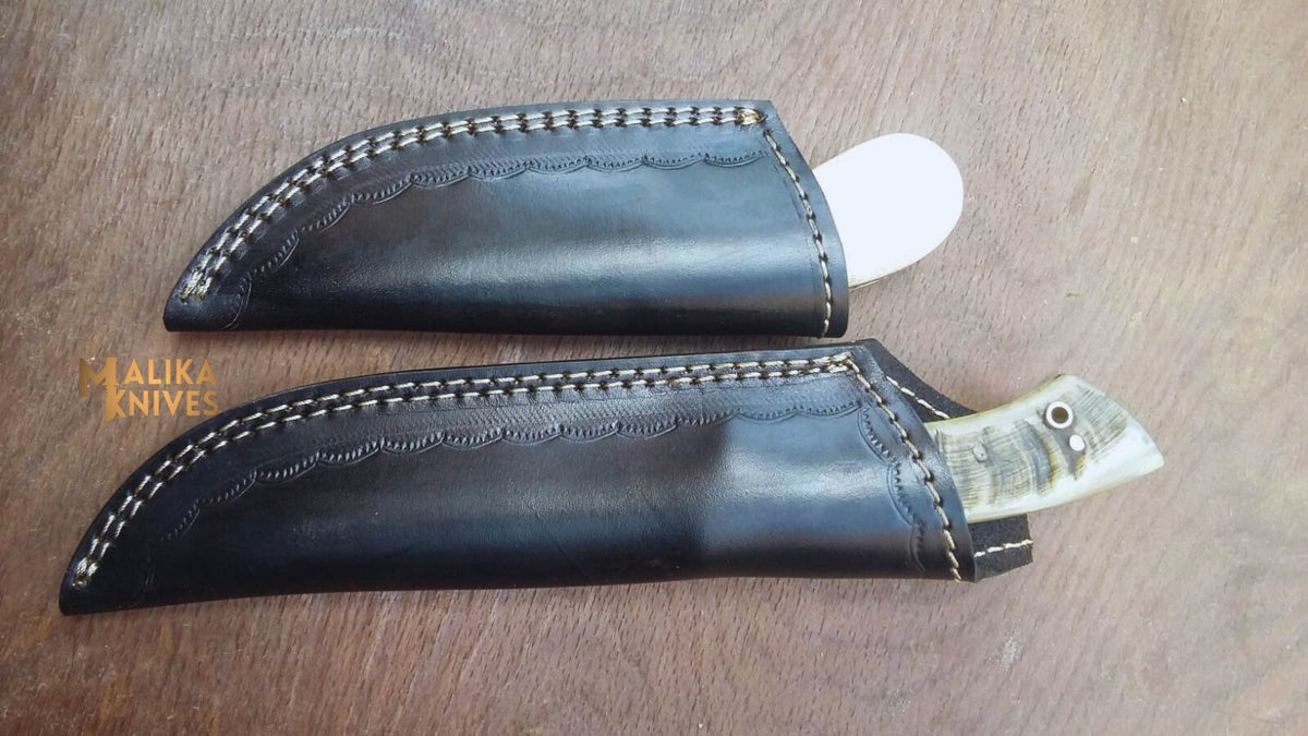 Handmade Damascus Hunting Knife Set with Camel Bone Handles - Precision Tools for Every Hunter - RFE Marketing Ventures