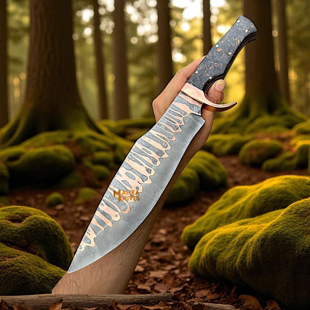 Exquisite Copper Damascus Bowie Knife – A Masterpiece for Collectors and Adventurers - RFE Marketing Ventures