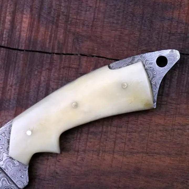 Handmade Damascus Skinner Knife with Premium Camel Bone Handle - RFE Marketing Ventures