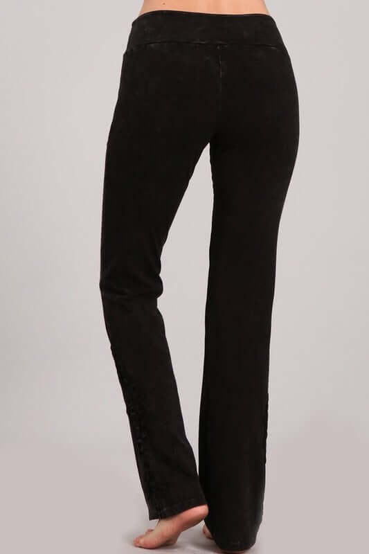 Mineral Washed Bootcut Jeggings with Crochet Detail - Made in USA