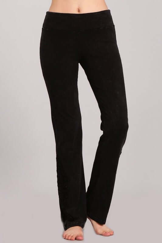 Mineral Washed Bootcut Jeggings with Crochet Detail - Made in USA
