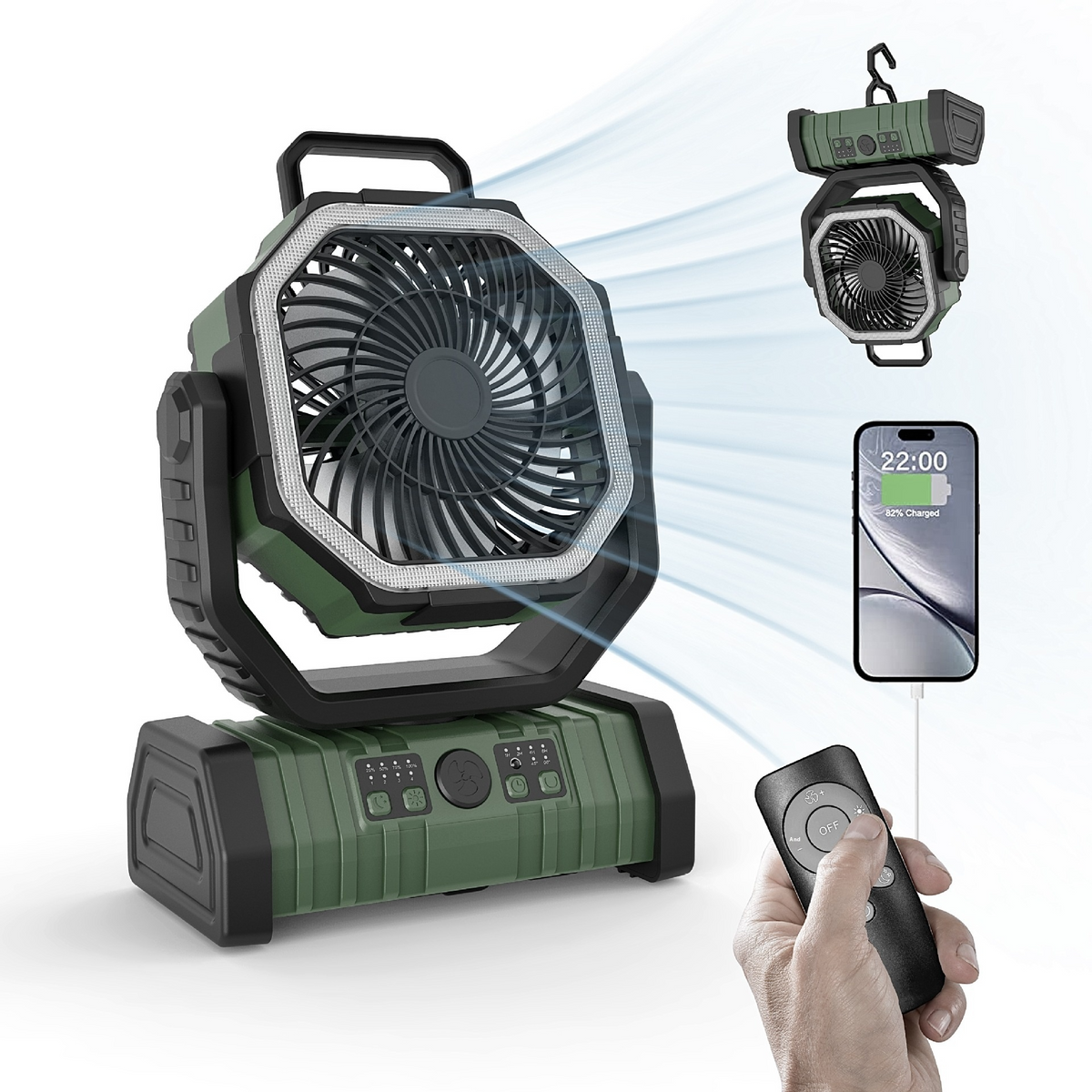 Outdoor Power Bank Camping Fan - Stay Cool, Charged, and Illuminated on Your Adventures - RFE Marketing Ventures