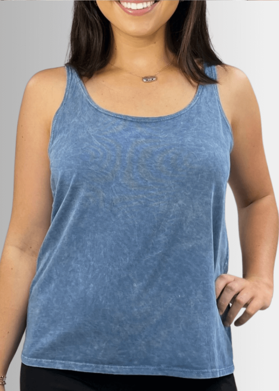 Twenty Four Seven Cotton Tank in Dark Blue Grey Denim - Comfortable and Versatile