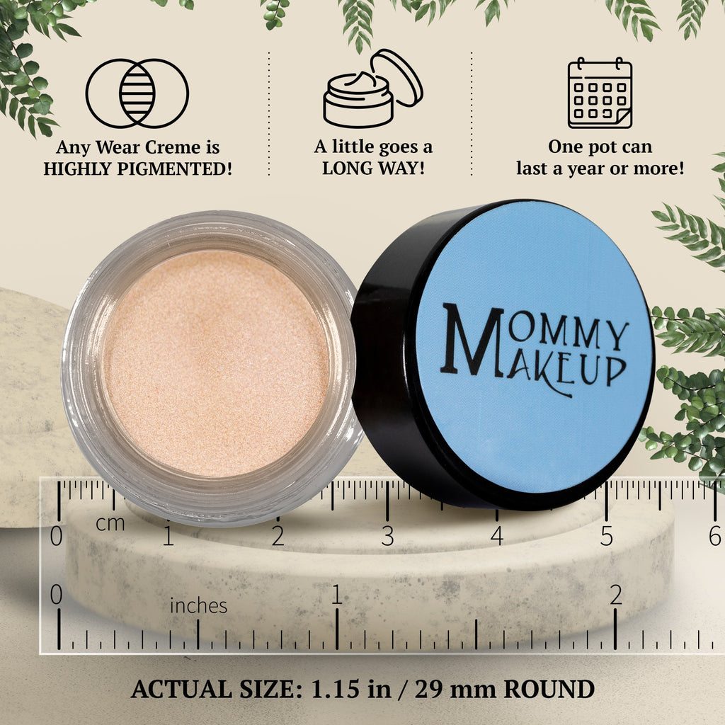 Champagne on Ice Any Wear Creme - A Waterproof Multi-tasking creme to powder product for eyes, cheeks & lips. Can be worn anywhere - RFE Marketing Ventures