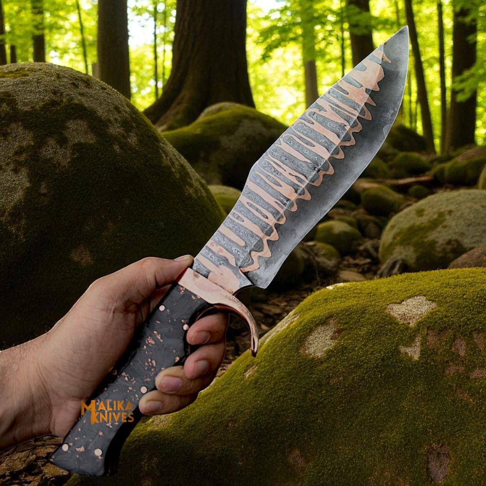 Exquisite Copper Damascus Bowie Knife – A Masterpiece for Collectors and Adventurers - RFE Marketing Ventures
