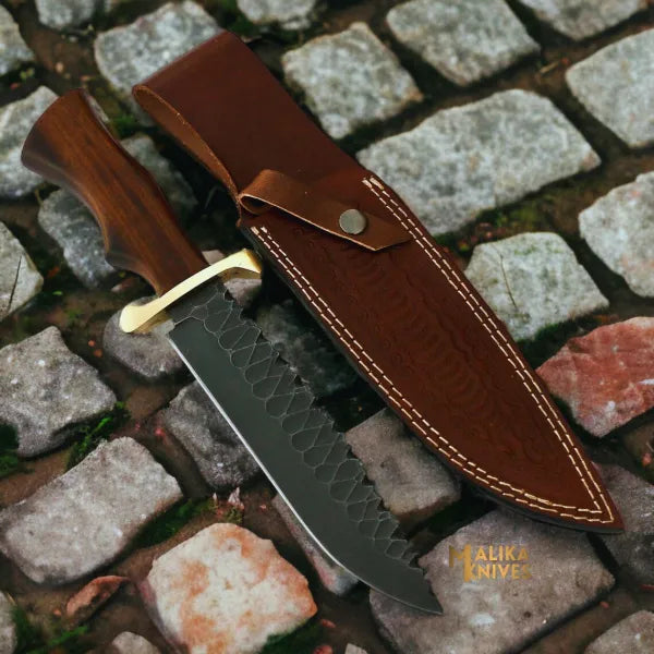 Handforged D2 Steel Bowie Knife with Rosewood Handle - The Perfect Blend of Tradition and Performance - RFE Marketing Ventures