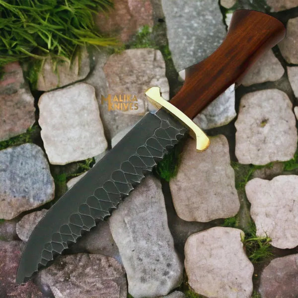Handforged D2 Steel Bowie Knife with Rosewood Handle - The Perfect Blend of Tradition and Performance - RFE Marketing Ventures