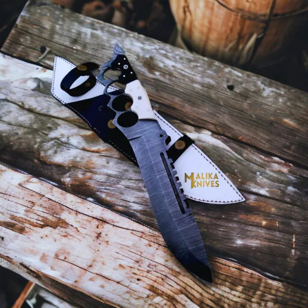 Unleash Your Edge with the Black White Damascus Bowie Knife - RFE Marketing Ventures