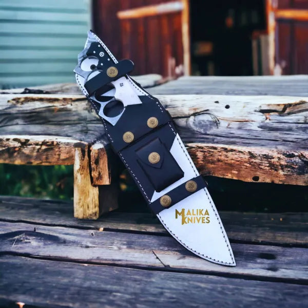 Unleash Your Edge with the Black White Damascus Bowie Knife - RFE Marketing Ventures