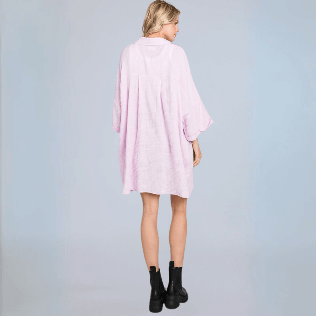 Boyfriend Slouchy Top Pink Lilac - Made in USA