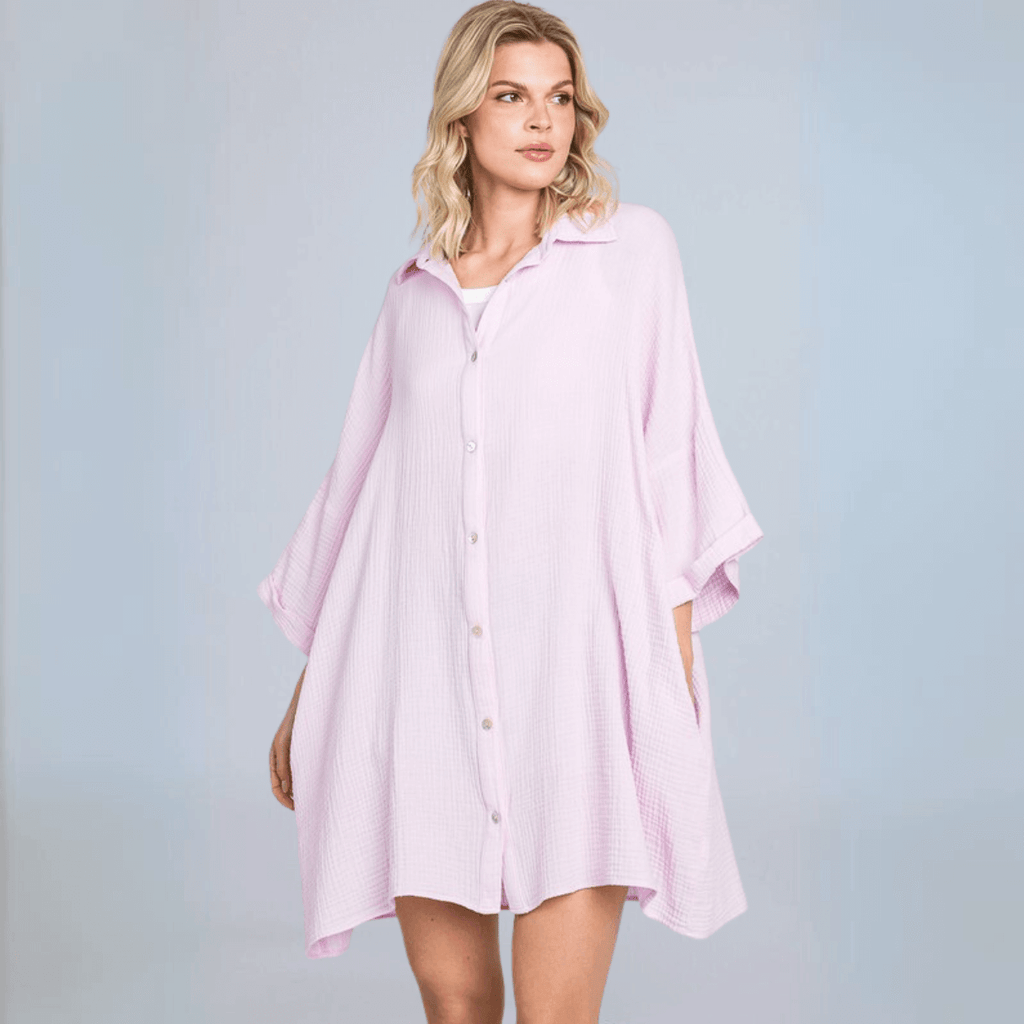 Boyfriend Slouchy Top Pink Lilac - Made in USA