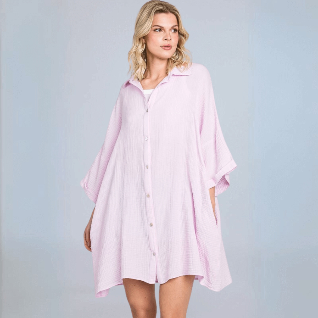 Boyfriend Slouchy Top Pink Lilac - Made in USA