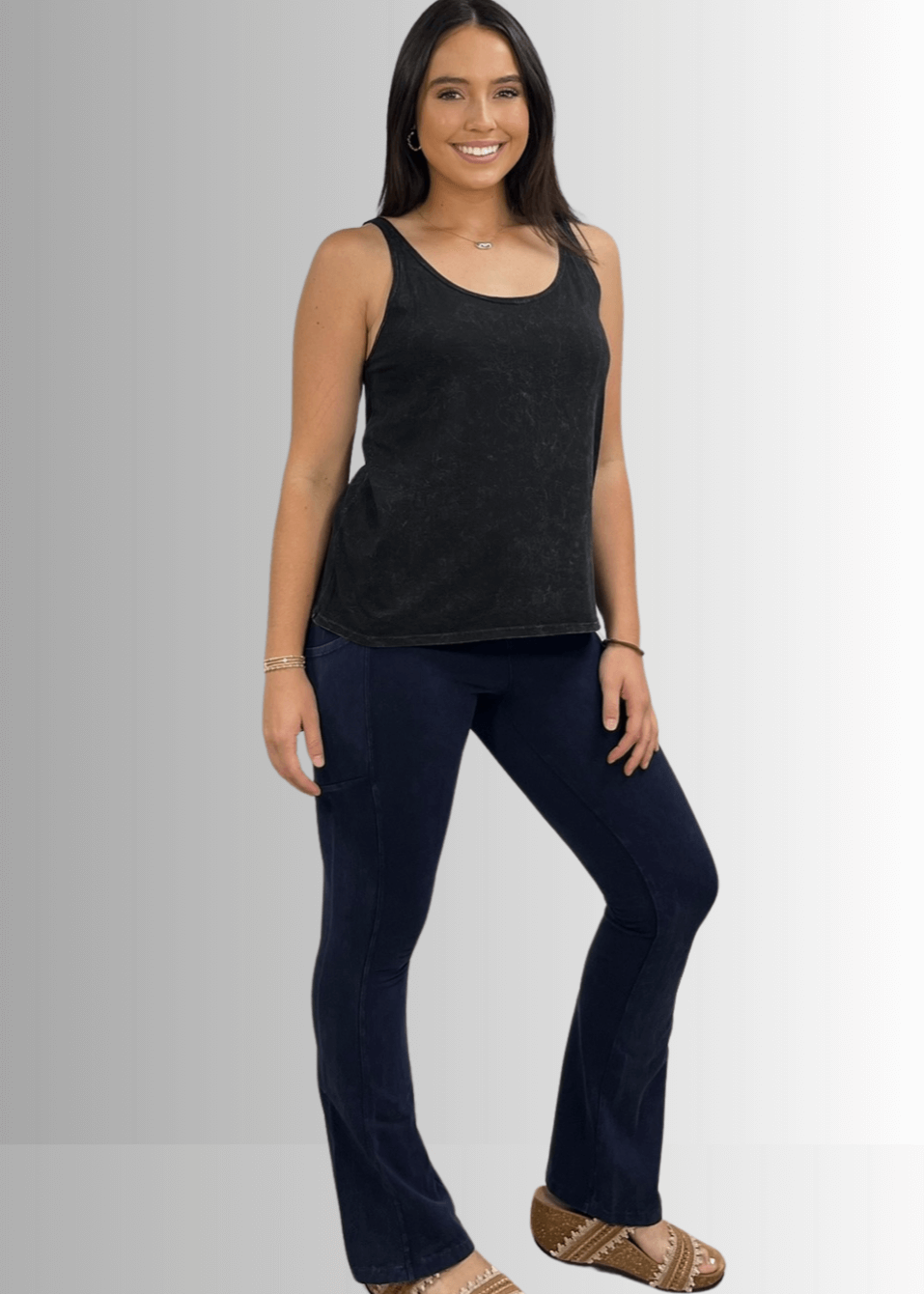 Twenty Four Seven Cotton Tank in Dark Blue Grey Denim - Comfortable and Versatile